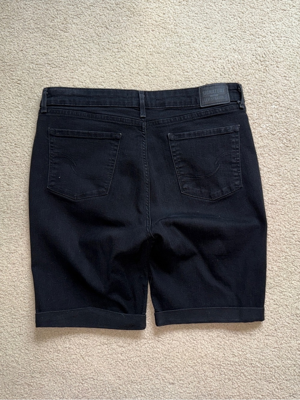 Signature by Levi Strauss Black Denim Shorts with Classic Five-Pocket Style